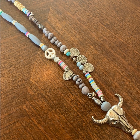 Cow Skull Hippie Necklace - Picture 1 of 8